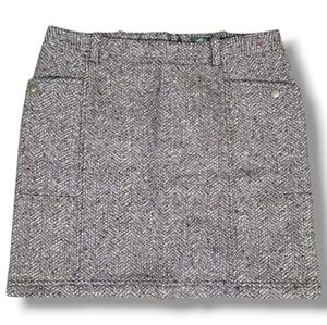 EDDIE BAUER | 48% WOOL BLEND CHEVRON WOVEN MINI SKIRT w\ BUTTONED SIDE POCKETS